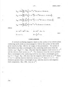 Wesley, J. P., Oscillating Vertical Magnetic Dipole Above a Conducting Half–Space, Conclusion.